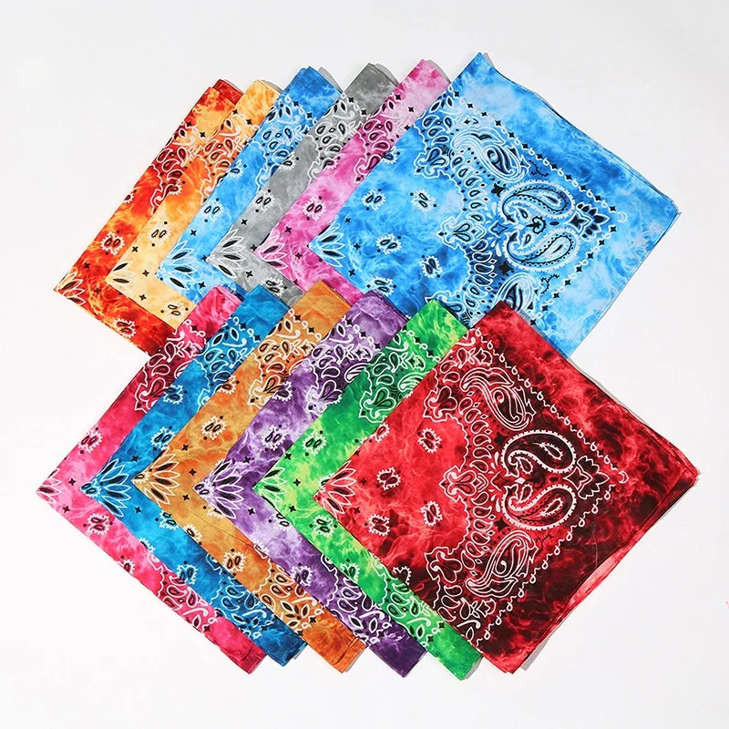 100% Cotton Tie Dye  Outdoor Multiple Headwear Paisley Square Bandana