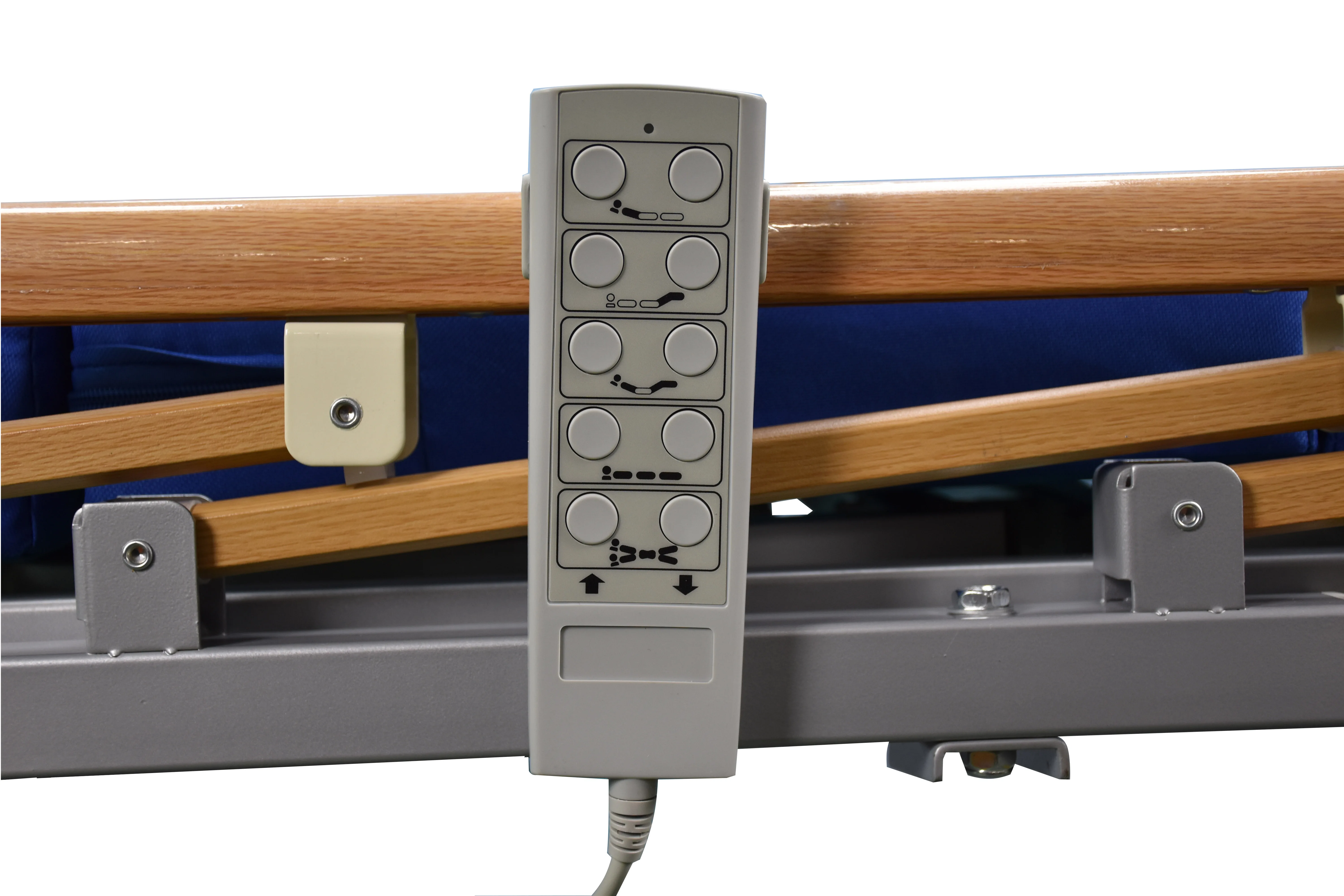Five function nursing homecare beds with Six column aluminum siderails