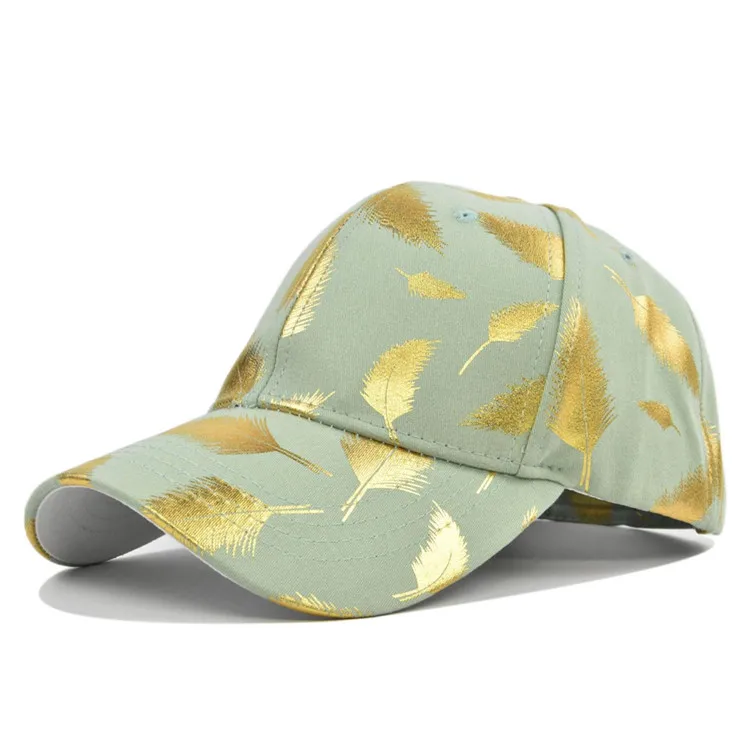 Winter Stylish Bronzing Feather Baseball Cap Men Women Yellow Gold Leaves Baseball Hats