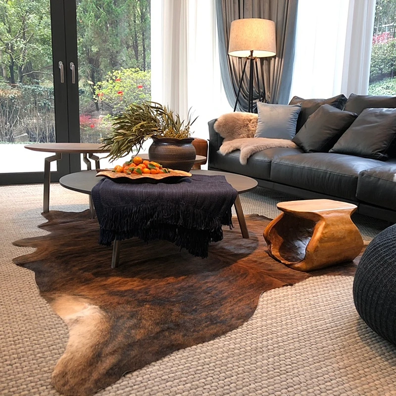 Wholesale customized Shape Animal Skin Faux Fur Cow Gold Powder Effect Printed Cowhide Rug