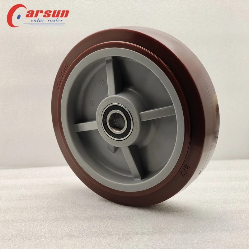 CARSUN 8 INCH RED polyurethane wheel 200mm Heavy duty polyurethane wheel casters With bearing