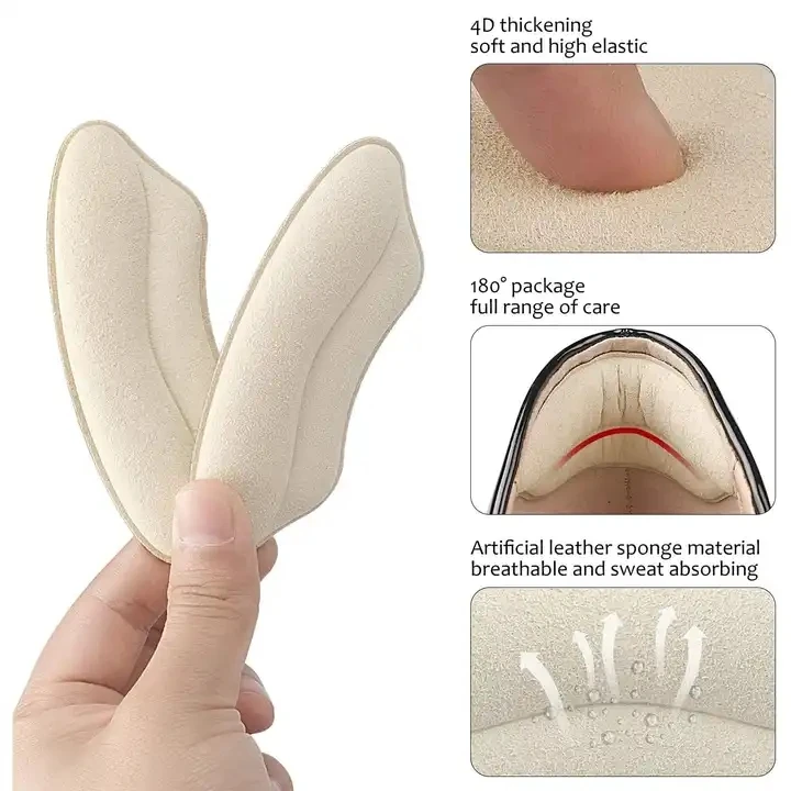 Premium Suede Microfibre leather Heel Grips Liner Cushions Inserts for Loose Shoes, Heel Pads Prevent Too Big,