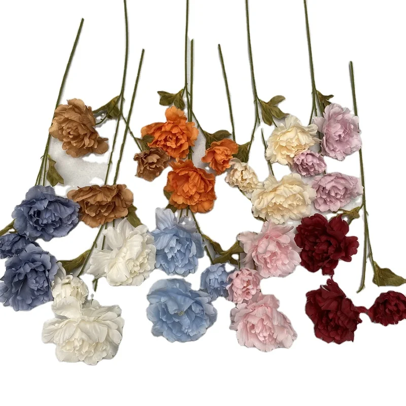 Wedding decoration artificial flower peony real touch rose single foreign peony