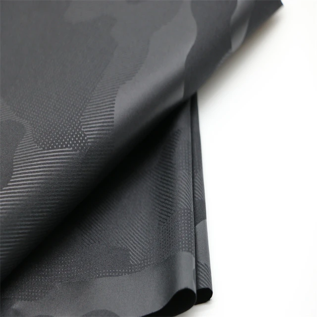 Factory Price waterproof 300T Custom Camouflage Embossed 100% RPET Polyester Pongee Fabric for down jacket
