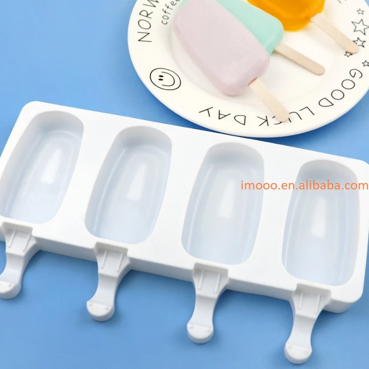 Factory Price Silicone Ice Cream Mold 4 Oval DIY Popsicle Mold OEM Design Creative Kitchen Tools Ice Cream Makers