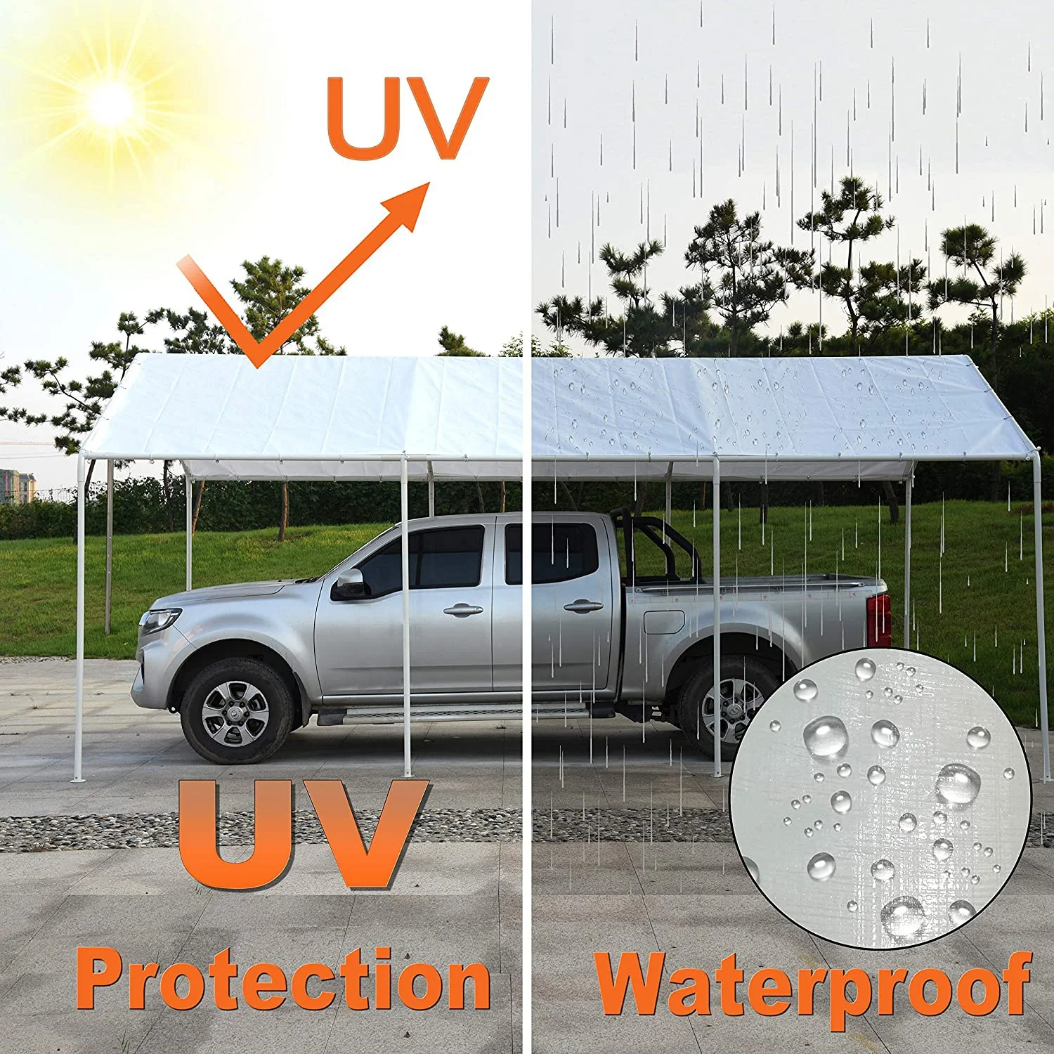 Wholesale 10 x 20 Ft Carport Replacement Canopy Cover with Bungee Ball Cords Garage Top Tent Shelter Tarp Marquee Car tent