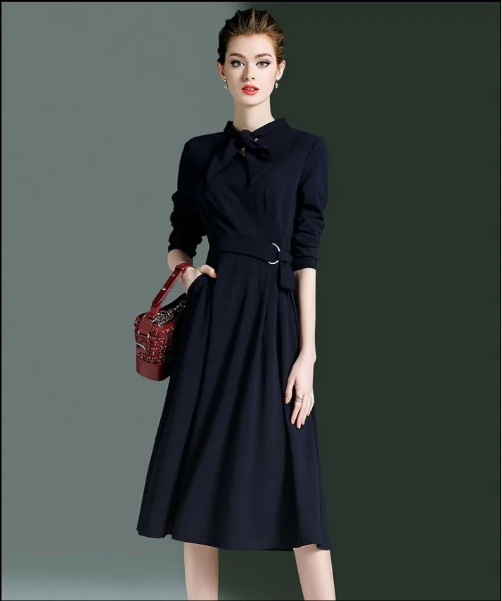 2019 Autumn Ready To Ship Long Dress Design Formal Office Ladies