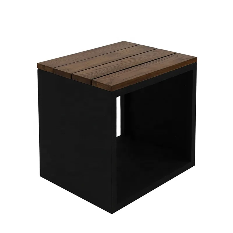 Outdoor & Indoor Use Garden Bench Cubic Small Solid Wooden Seat Patio Bench