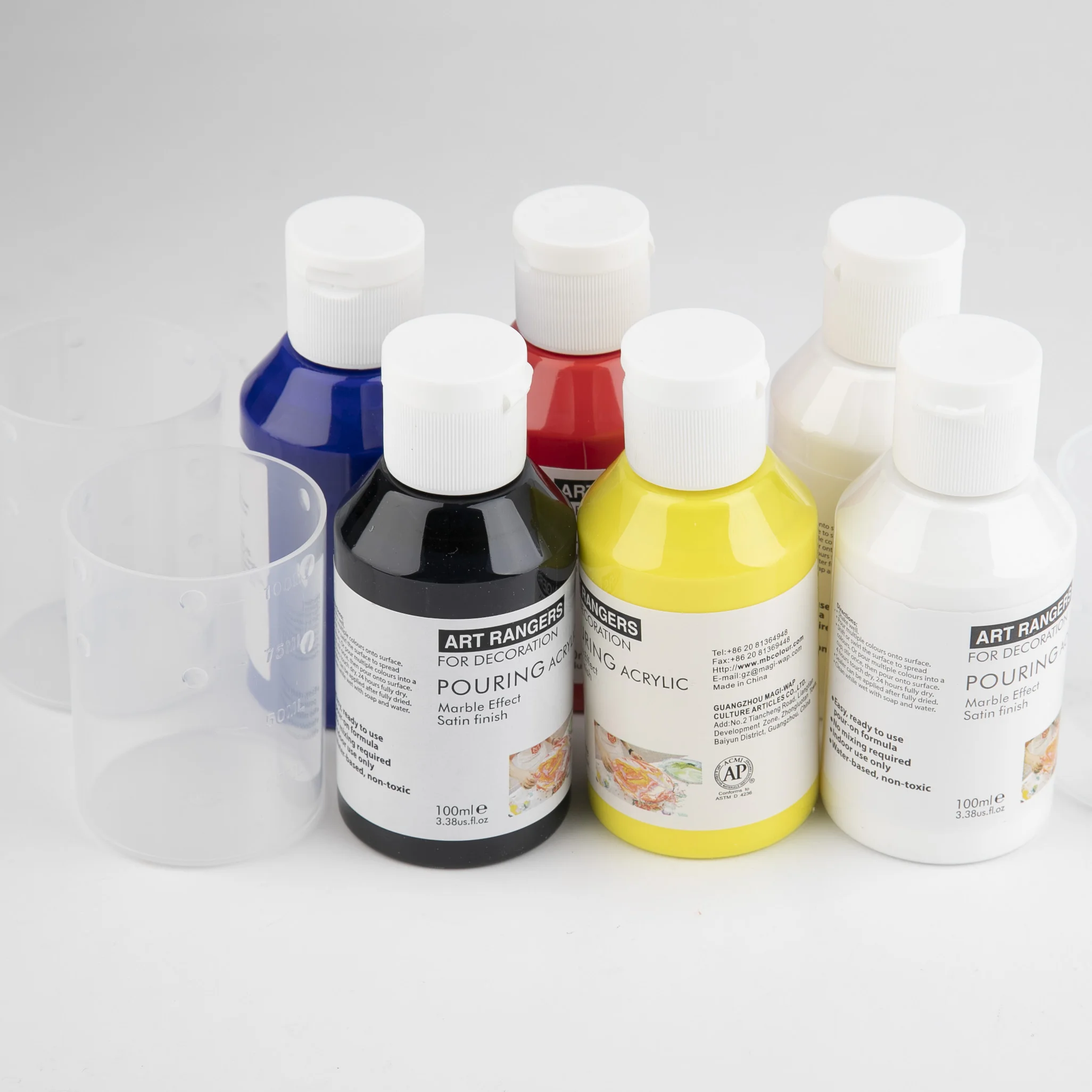 Hot-selling 6 Colors 100ml Non-Toxic Acrylic Pouring Paint Set for Kids Painting