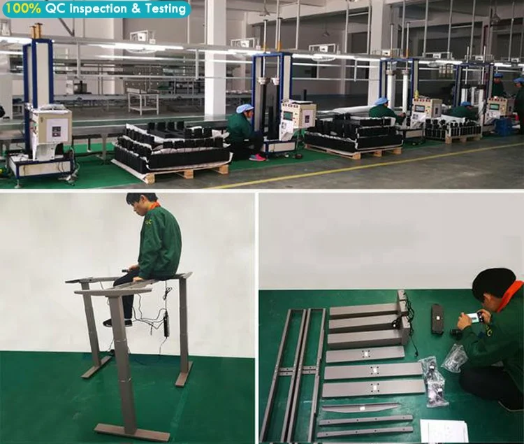 Modern office 3 stage electric desk sit stand adjustable height dual motor electric desk frame