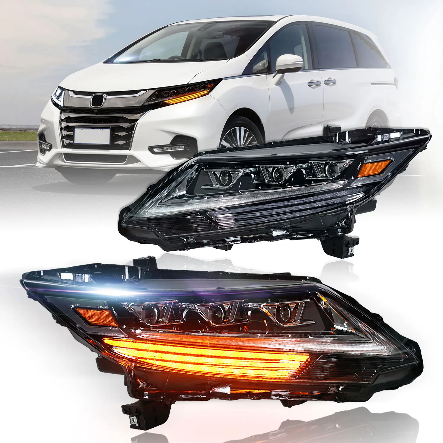 Archaic New Design Led Headlight With Sequential Truning Signal Car Lamp For Honda Odyssey 2015-2021 Plug and Play