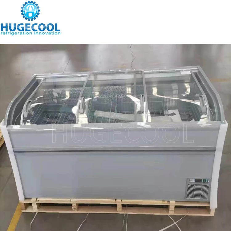 New supermarket deep chest island freezer for ice cream/sea food/ frozen food/fish