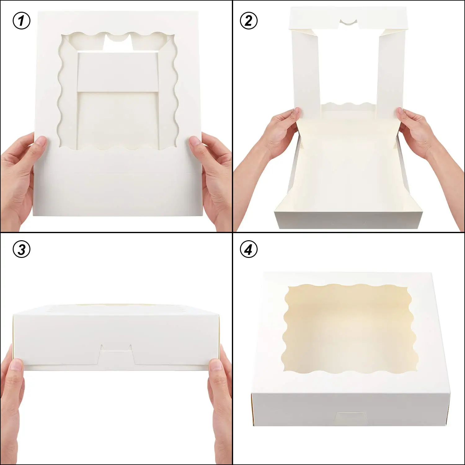 Hot sale cake Boxes 10x10x2.5in White Bakery Boxes Pastry Cake Boxes with Window