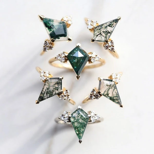 Женское кольцо из серебра 925 пробы, с натуральным Мохом, агатом