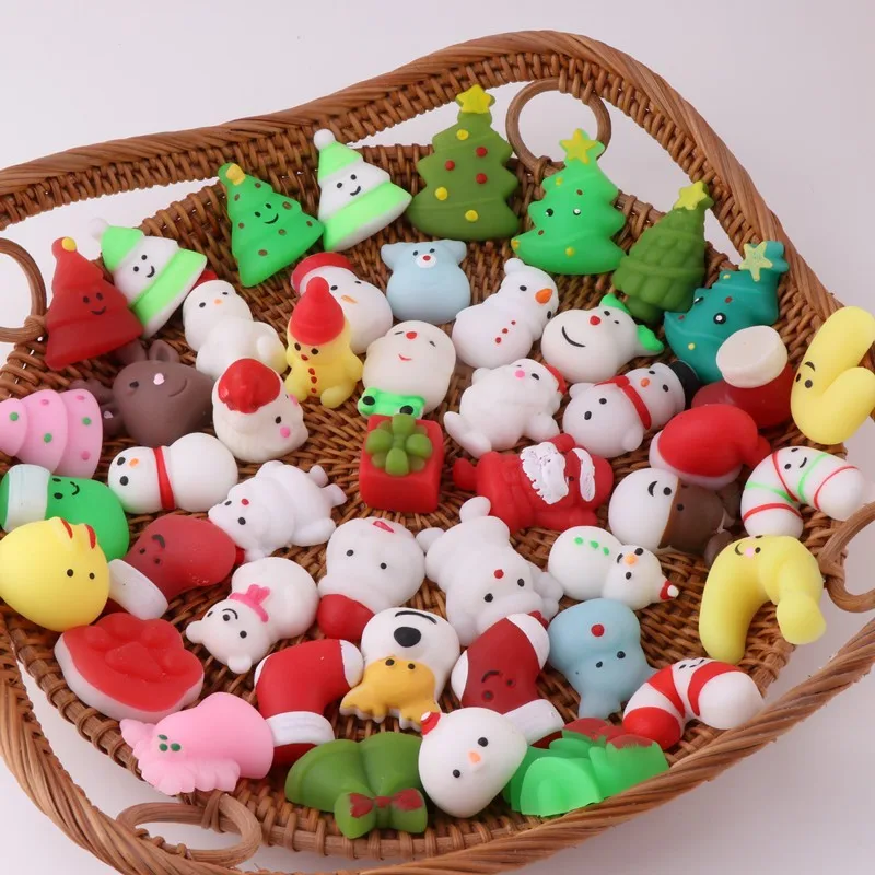 10PCS/Lot  Christmas Series Squishy Toy Santa Claus Anti stress Ball Squeeze Mochi Rising Toys Soft Sticky Stress Reliever Toy