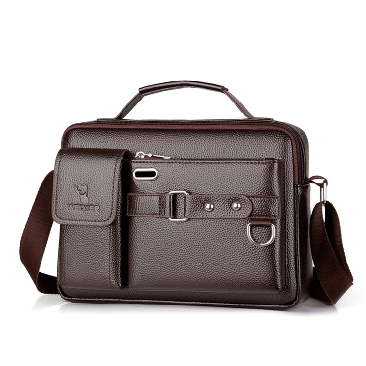 china supplier name brand business black leather men shoulder messenger bag