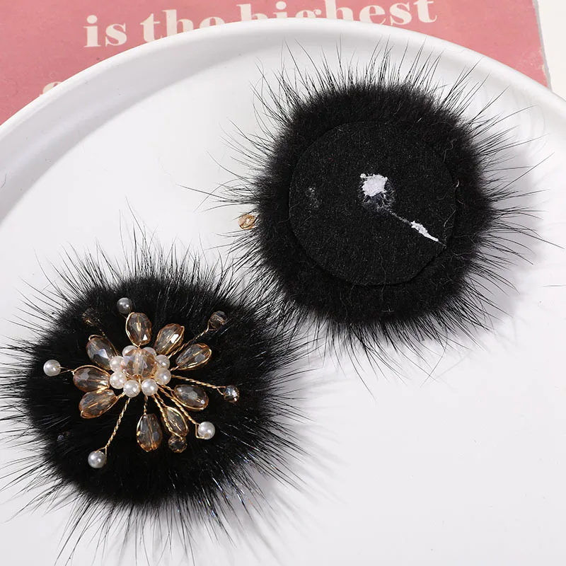 Fashionable Hair  Winter Accessories Embellished With Pearl Jewelry for hairclip shoes mink Fur Ball Pompoms Accessories