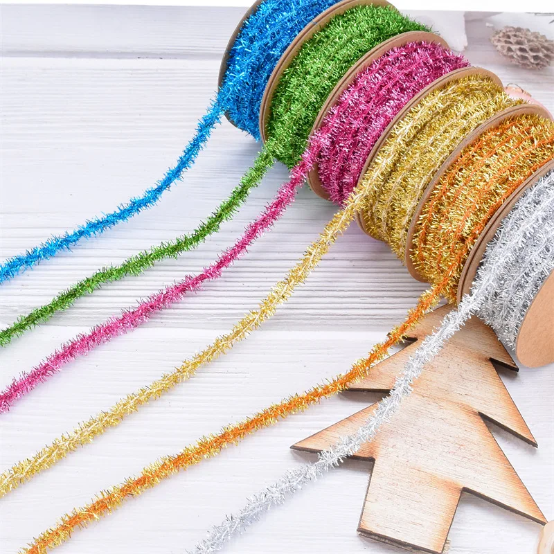 Christmas tree gift packaging fringe wool tops ribbon decoration gold leaf silk thread Christmas latte art ribbon 20 yards