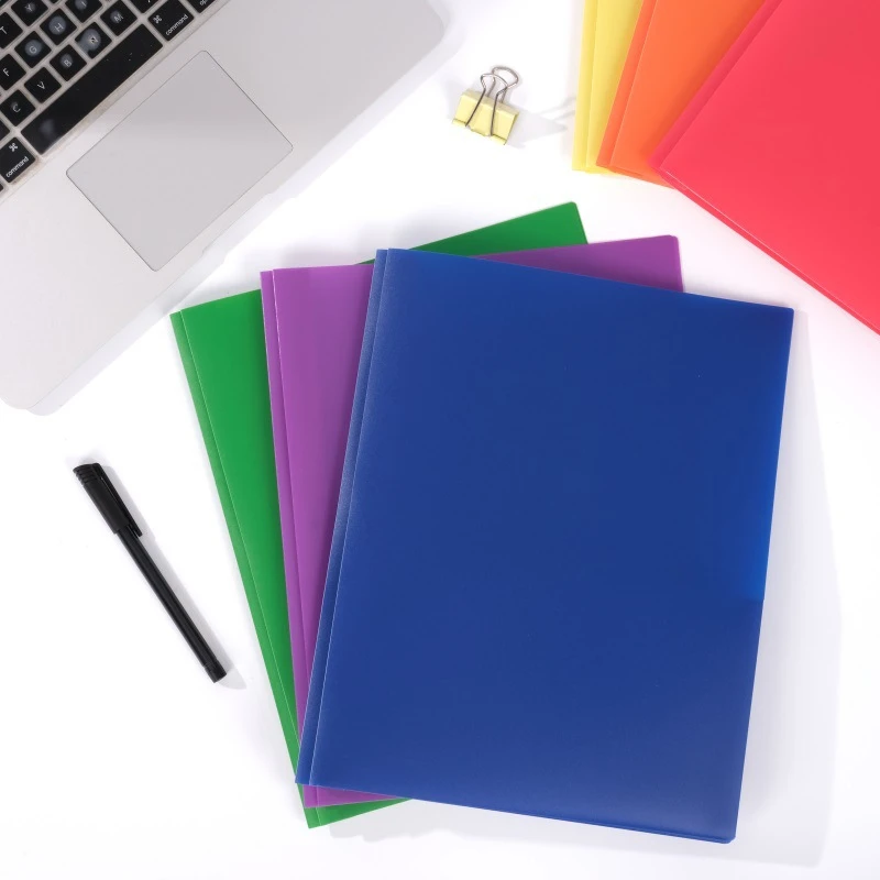 Custom Printed A4 L-Shaped PP Plastic Pocket Folder Single-Page Ring Binder with Book Bag Portfolio Pattern