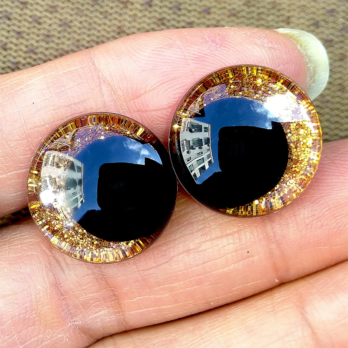 12/14/16/18/20/22/25mm Plastic Crystal Safety Glitter Off Center Pupil Eyes For Amigurumi