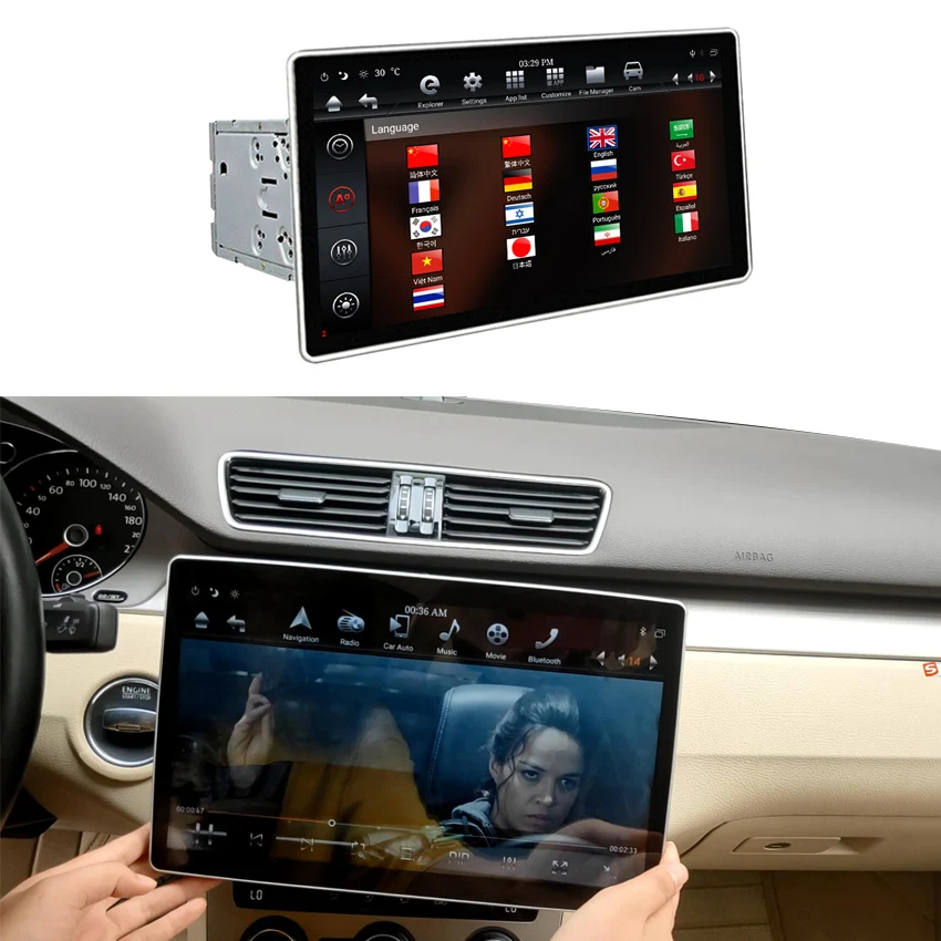 Автомобильная система gps-навигации KANOR, универсальная система gps-навигации с вертикальным экраном 12,8 дюйма в стиле tesla 2 din на android 360 с вращением на 9,0 градусов