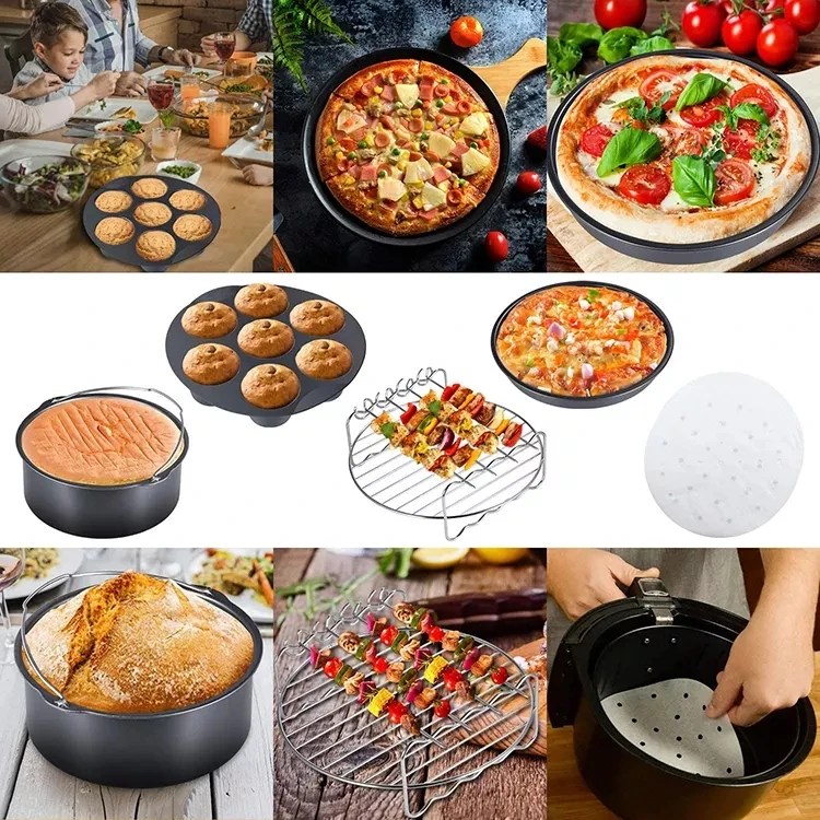 Лучшая цена 8 дюймов 12 шт набор 5 2-5.8Qt аэрофритюрница для приготовления блюд без корзина печь Airfryer аксессуар