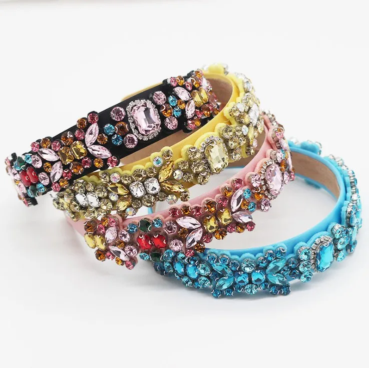 Baroque headband hairband wholesale luxury crystal beads flower drop gemstone headband women