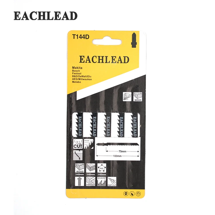 
CE Certificate Customized T144D Series T-Shank Type Wood Cutting Jigsaw Blade Tool 5pcs Set 