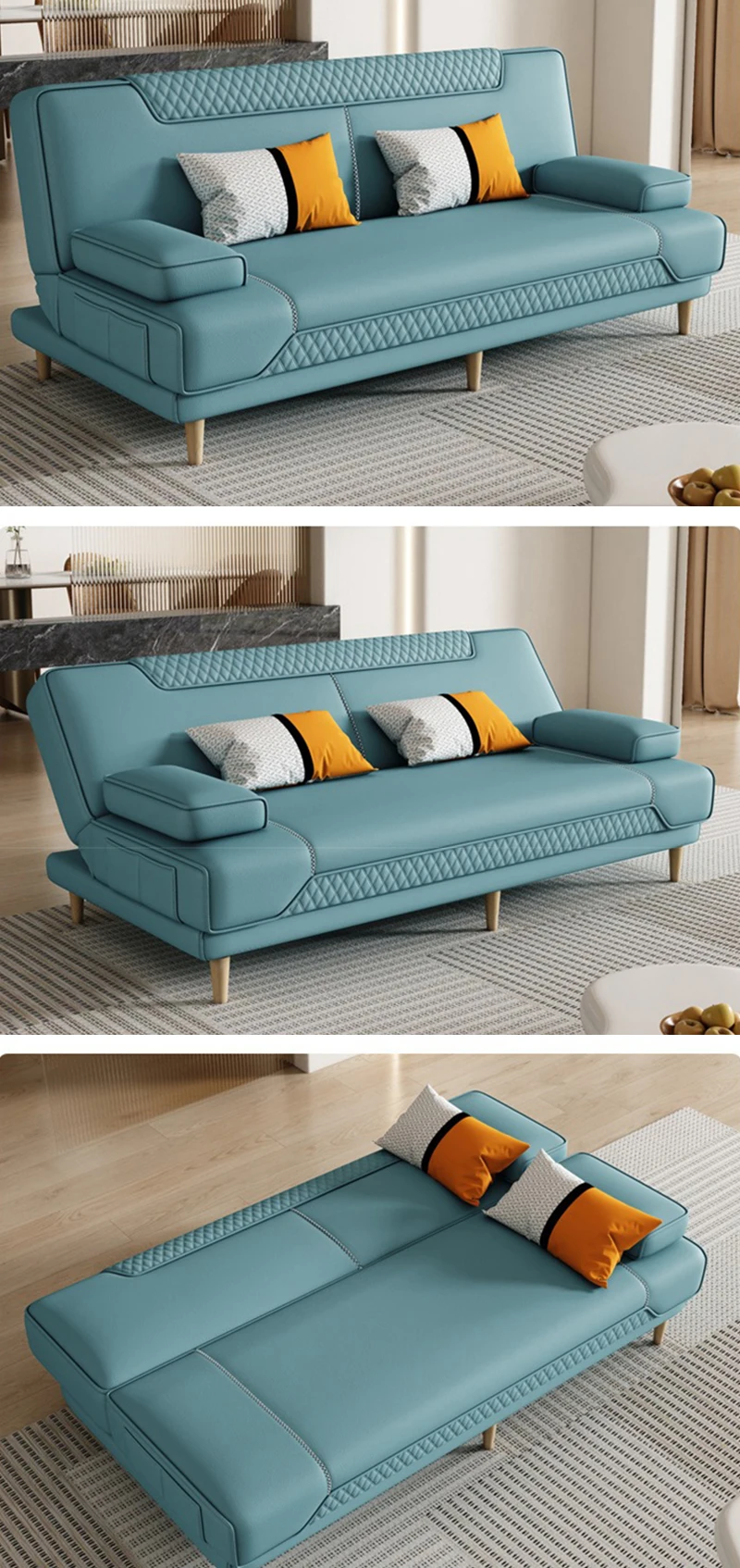 European Living Room Sofa Home Leisure Folding Couch for Living Room Furniture Modern Lazy Balcony Armrest Sofa Fabric Sleeper