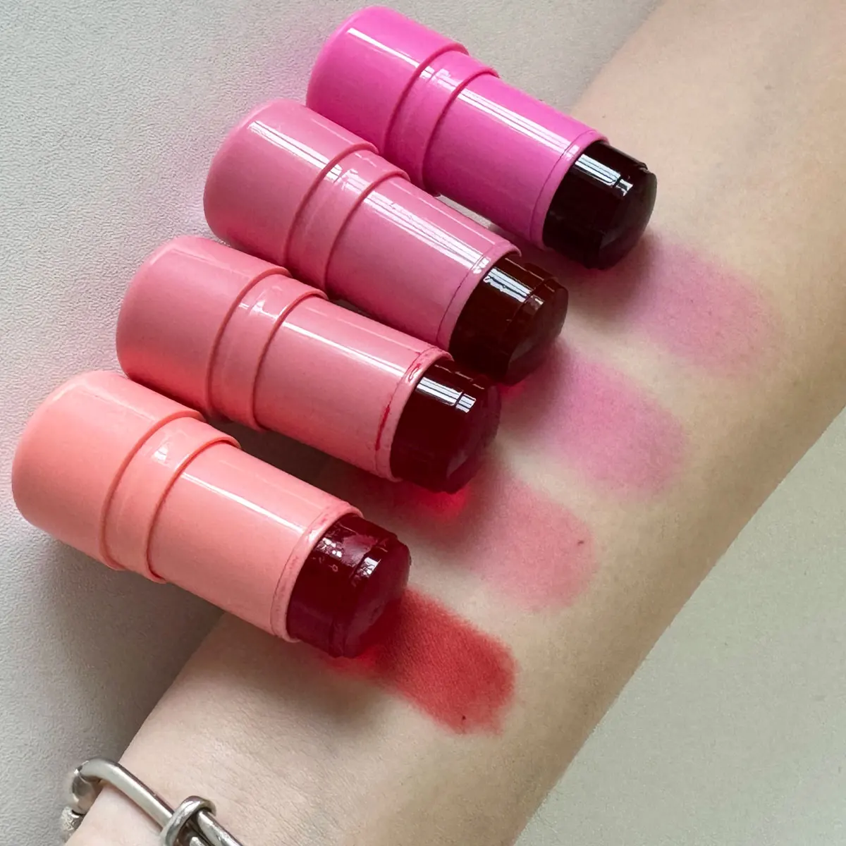 Custom logo jelly blush stick vegan face makeup pink stain tint lip and cheek stick private label blush stick