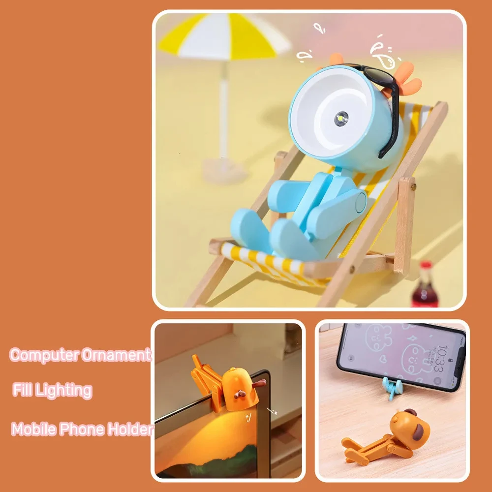 Led Night Light Mini Cute Pet Light Cartoon Dog Deer Dinosaur Folding Table Lamp Kids Room Bedside Bedroom Living Room Decor