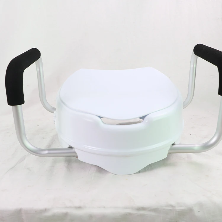 SC7060D-4A Elder Homecare Safety 4 inch PP Durable Raised Toilet Seat with Detachable armrest and Lid