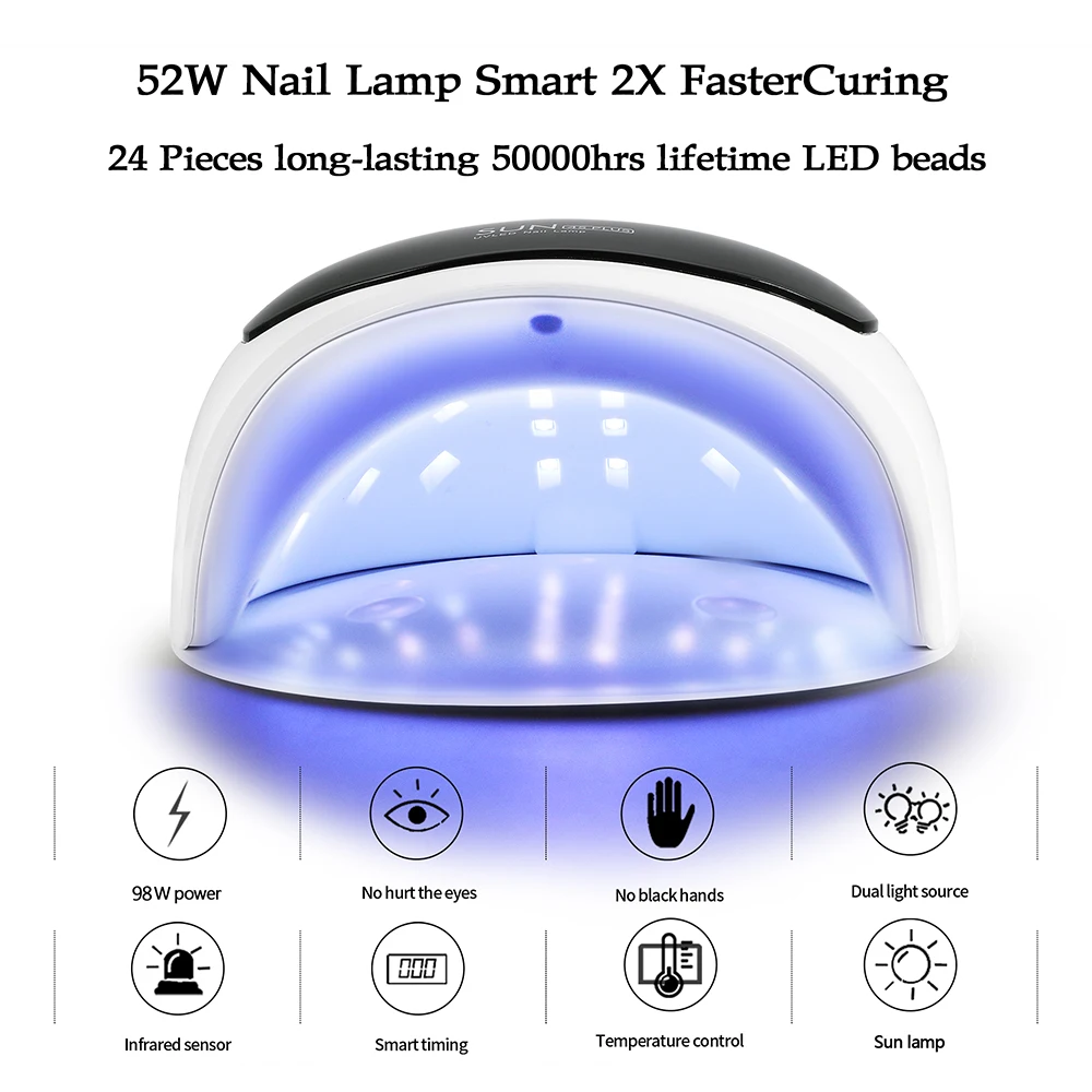 
52w LED Nail Lamp Light Curing Gel Varnish Polish Manicure Drying USB UV Lamp Art Sun Power Beauty 