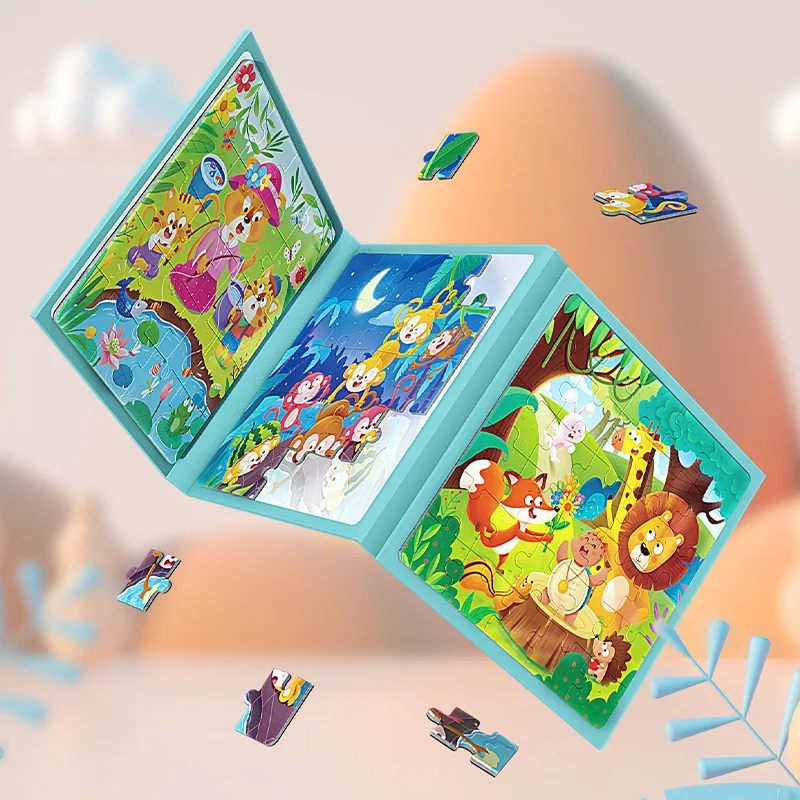 Montessori Children Paper Magnetic 3D Jigsaw Puzzle Book Game Other Educational Developing Activity Toys For Boys Girls