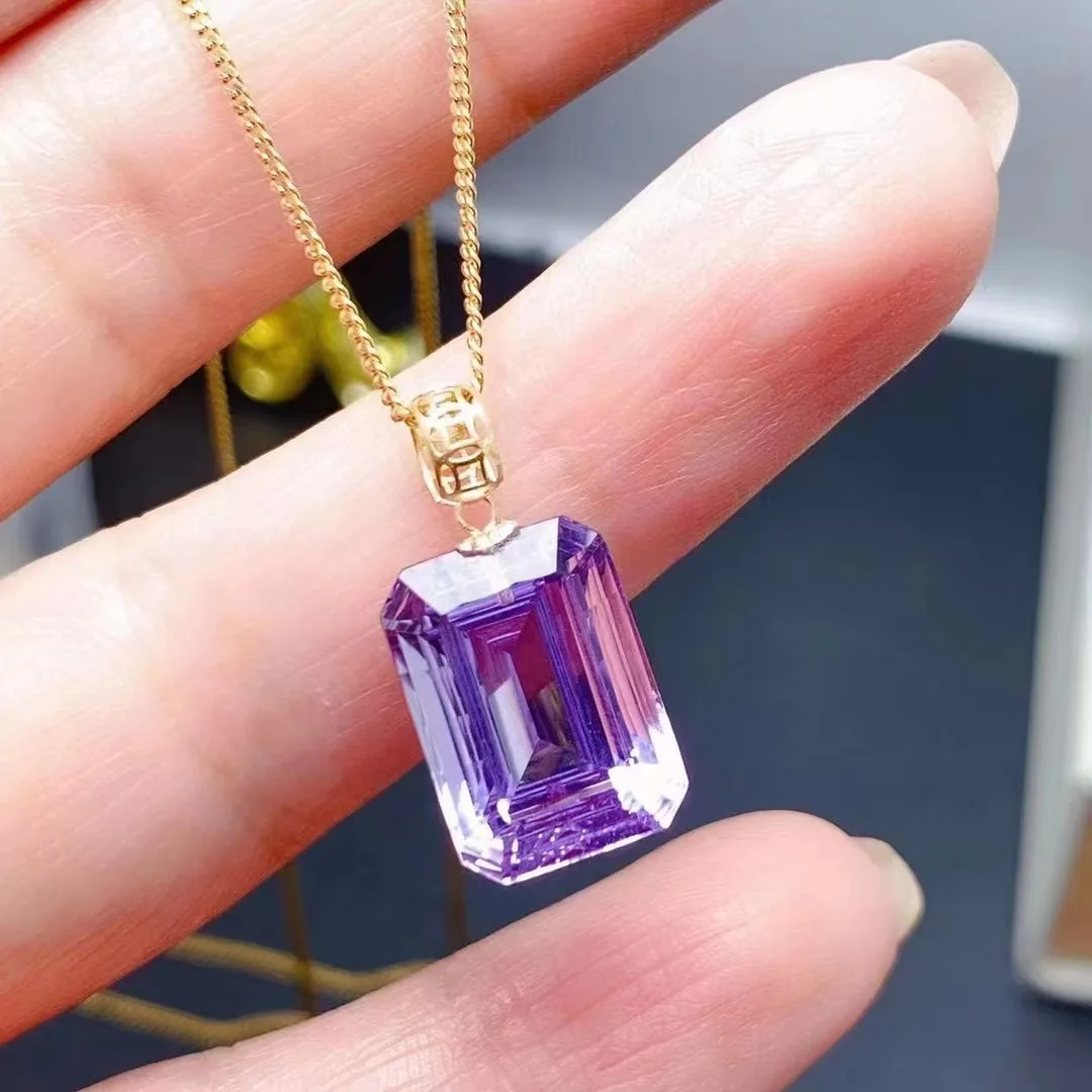 Высокое качество конкурентоспособная цена начальный Кристалл оптом 18K натуральный аметист кулон ожерелье