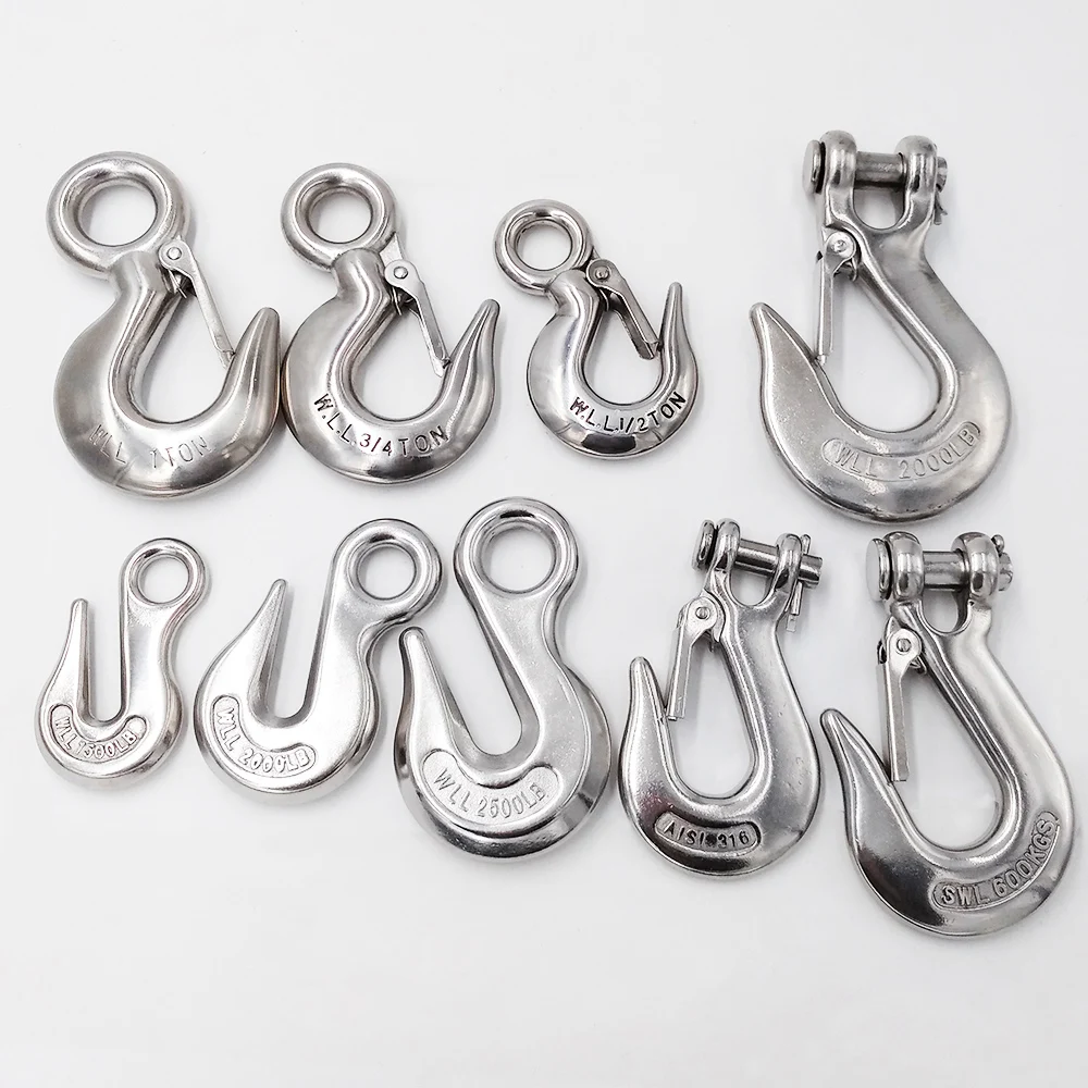 Stainless Steel Hook Heavy Type Cargo Slip Hook SS304 SS316 Eye Chain Grab Hook