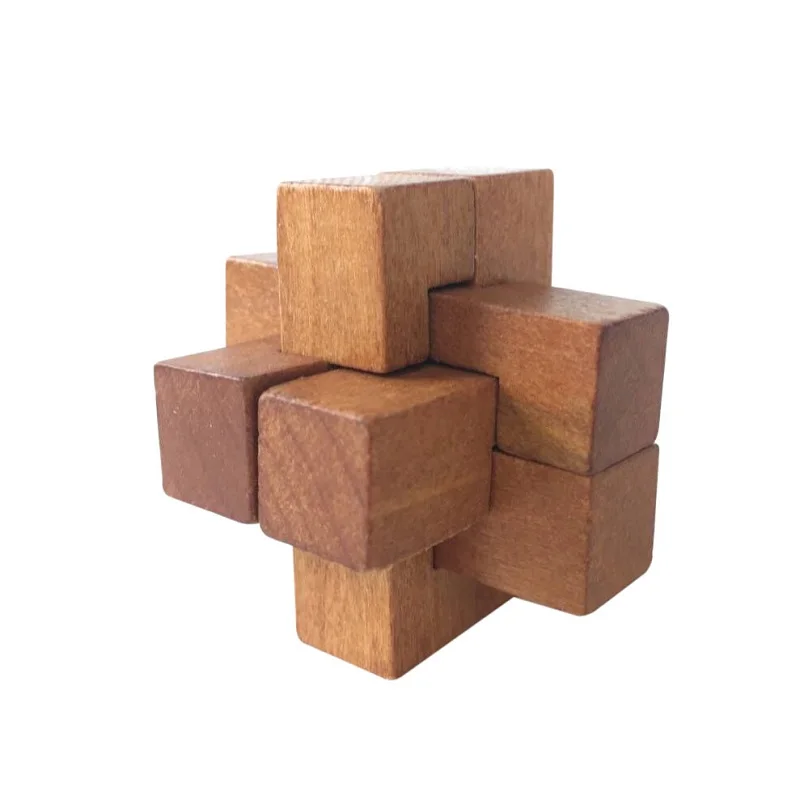 4.5cm mini 6 pieces wooden cross lock children educational kids IQ puzzles toys