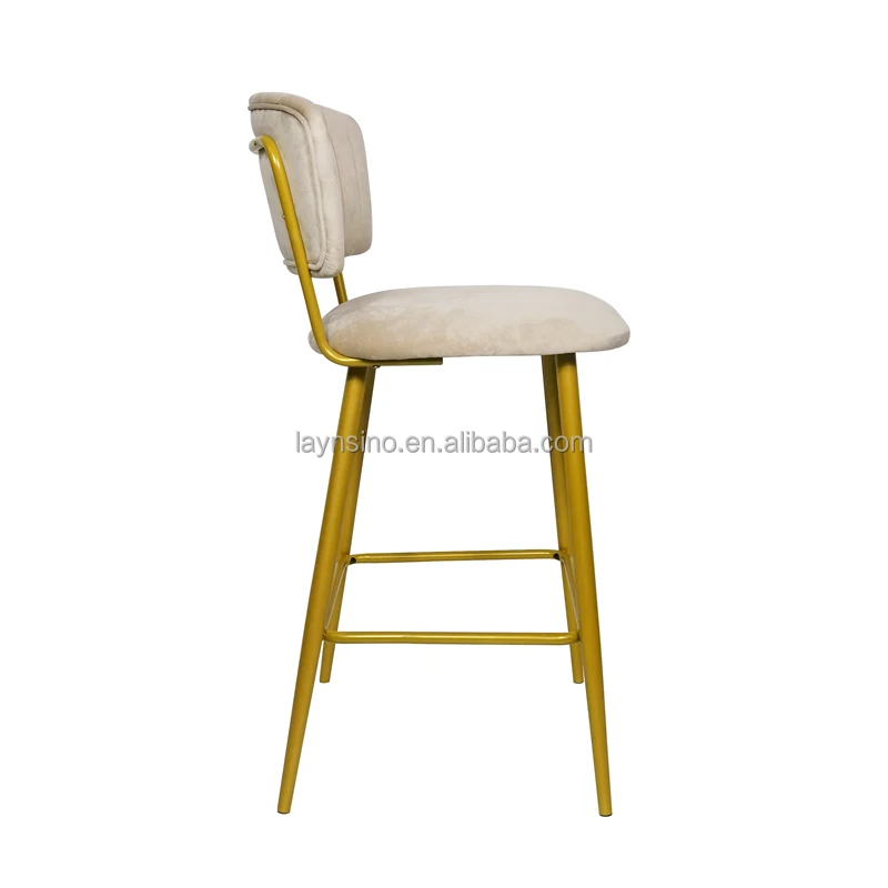 Laynsino оптовая продажа современный бархатный барный стул в скандинавском стиле роскошные золотые металлические ножки для кухни или гостиной высокий