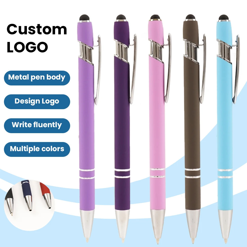 Promotional Gift Multi-function with Stylus Tip Soft Touch Screen Pen 2 In 1 Custom Logo Luxury Metal Ballpoint Pens