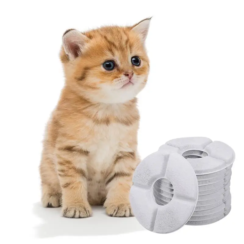 Resin Carbon Cat Drinking Fountain Replacement Filter Filter for Cat Pet Water Fountain Filter, Round Activated Carbon Color Box