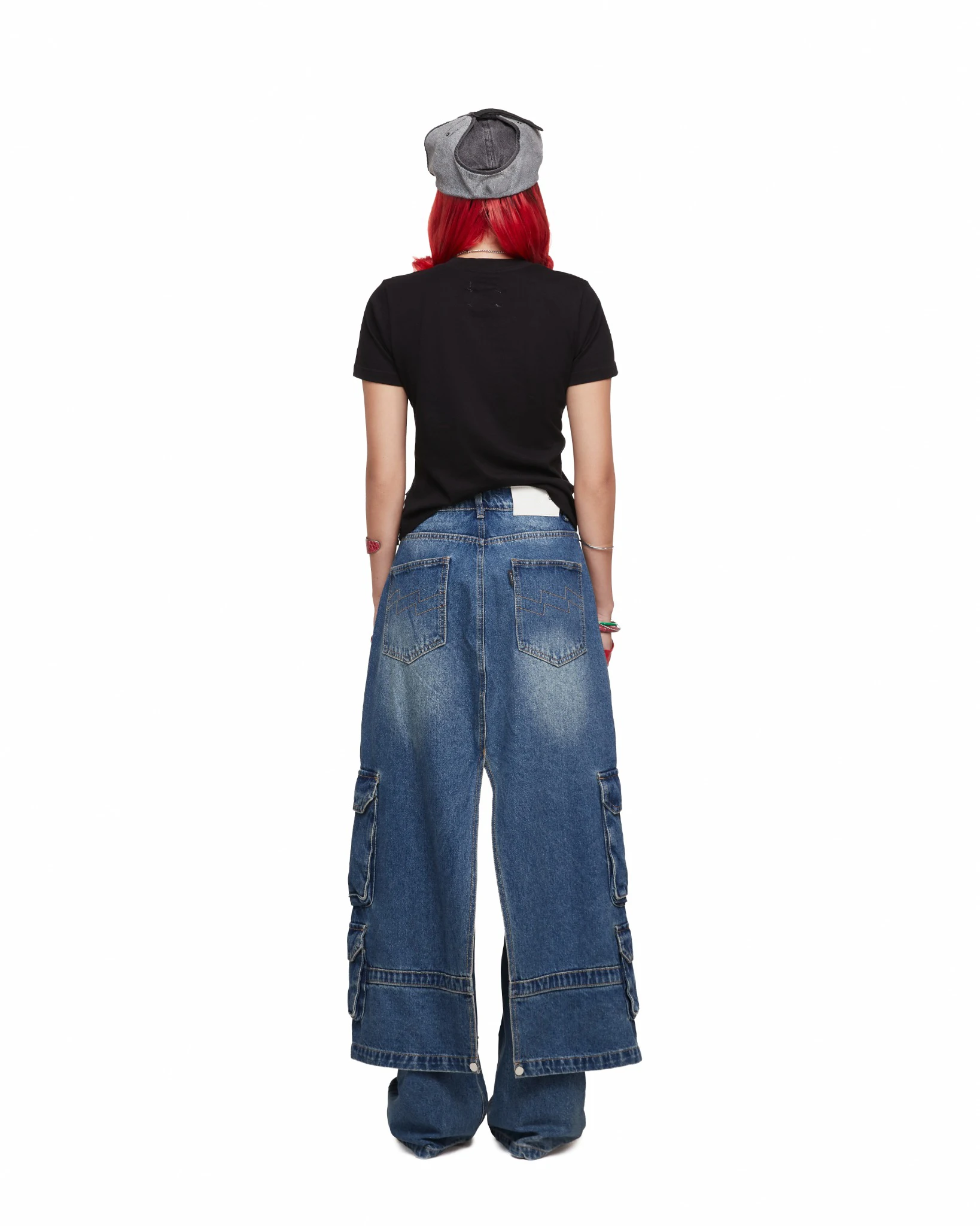 Custom Factory High Quality Women Cargo Pants Wide Leg Plus Size Cargo Jeans 6 Pocket Baggy Street wear denim designer clothes
