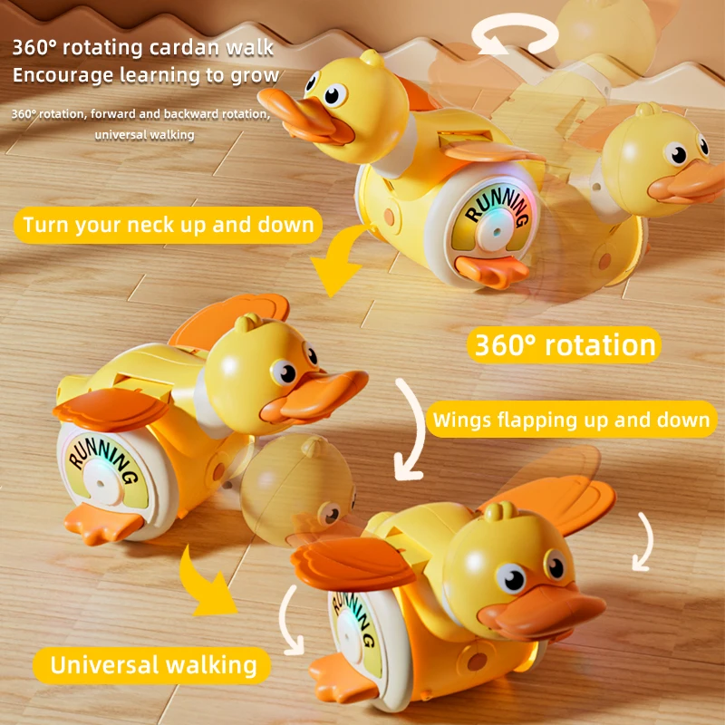 2024 Newest Arrival Electric Foraging Duck Baby Toys Rotation Duck With Light & Music