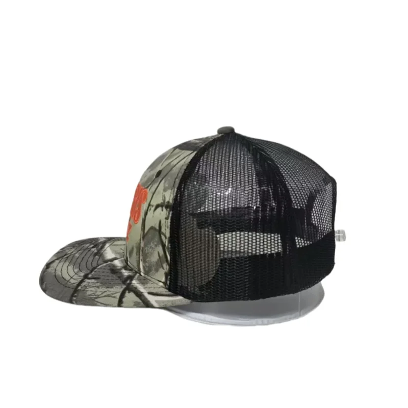 High Quality Embroidery Logo 6-Panel Mesh Men Dobby Checked Dot Overdyed Ripped Denim Wholesale Custom Cotton Sport Trucker Cap