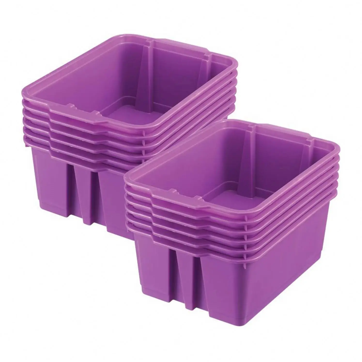 
Eco-Friendly Purple Classroom Stacking Bins Hot Sale Plastic Storage Tubs Versatile Container Tidy Organizers Stackable Boxes 