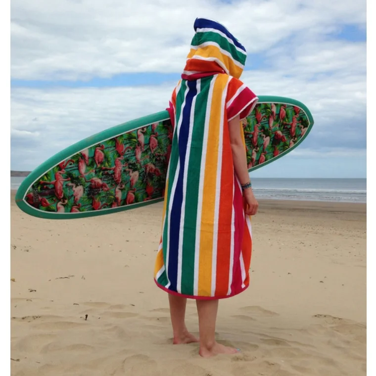 cartoon printed microfiber children kids adult quick dry hooded poncho soft Beach swimming towels cloak hoodie