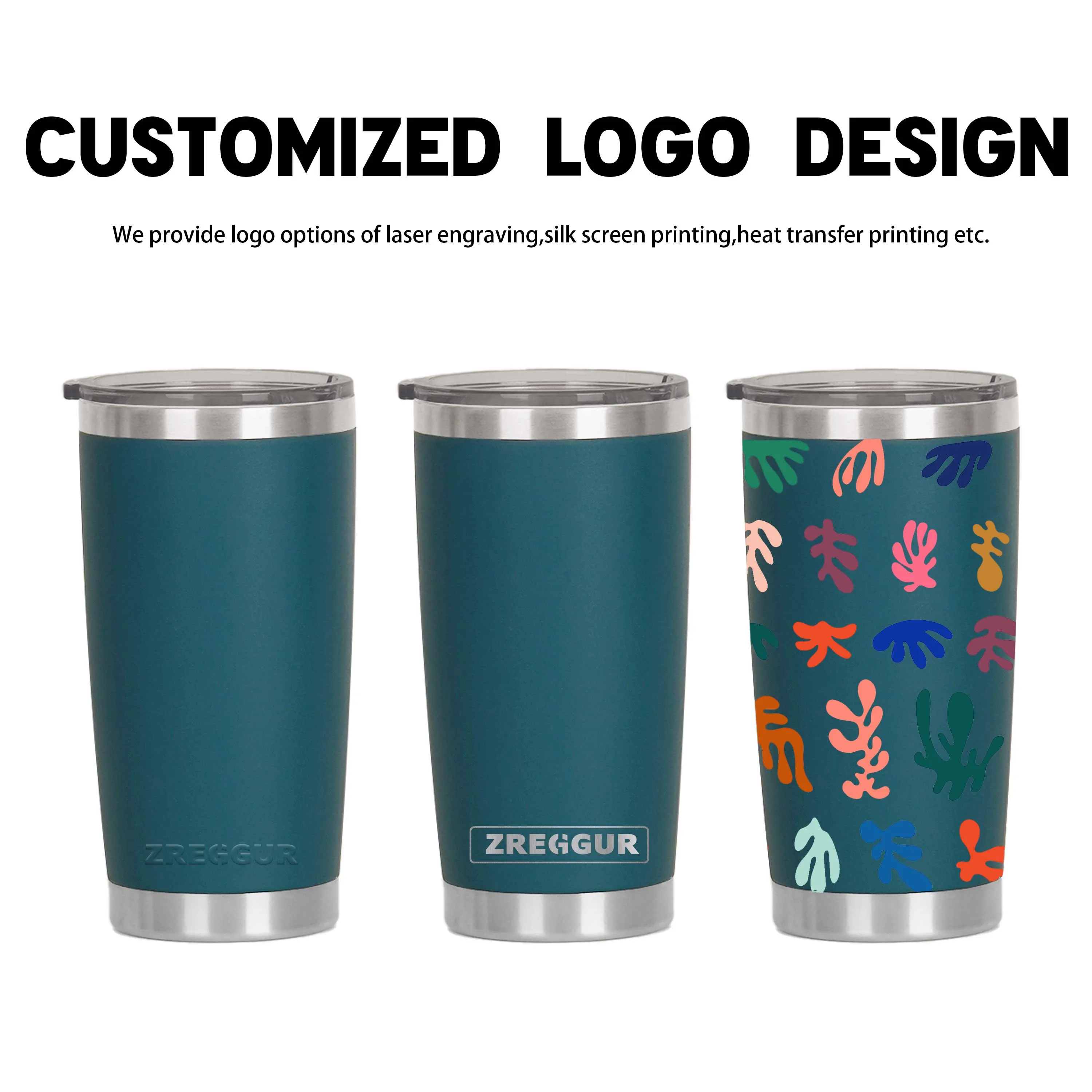 Tumblers Mugs Wholesale Printed Stainless Steel Travel Coffee Mug With Straw Custom 20Oz 30Oz Coffee Tumbler Stainless Steel