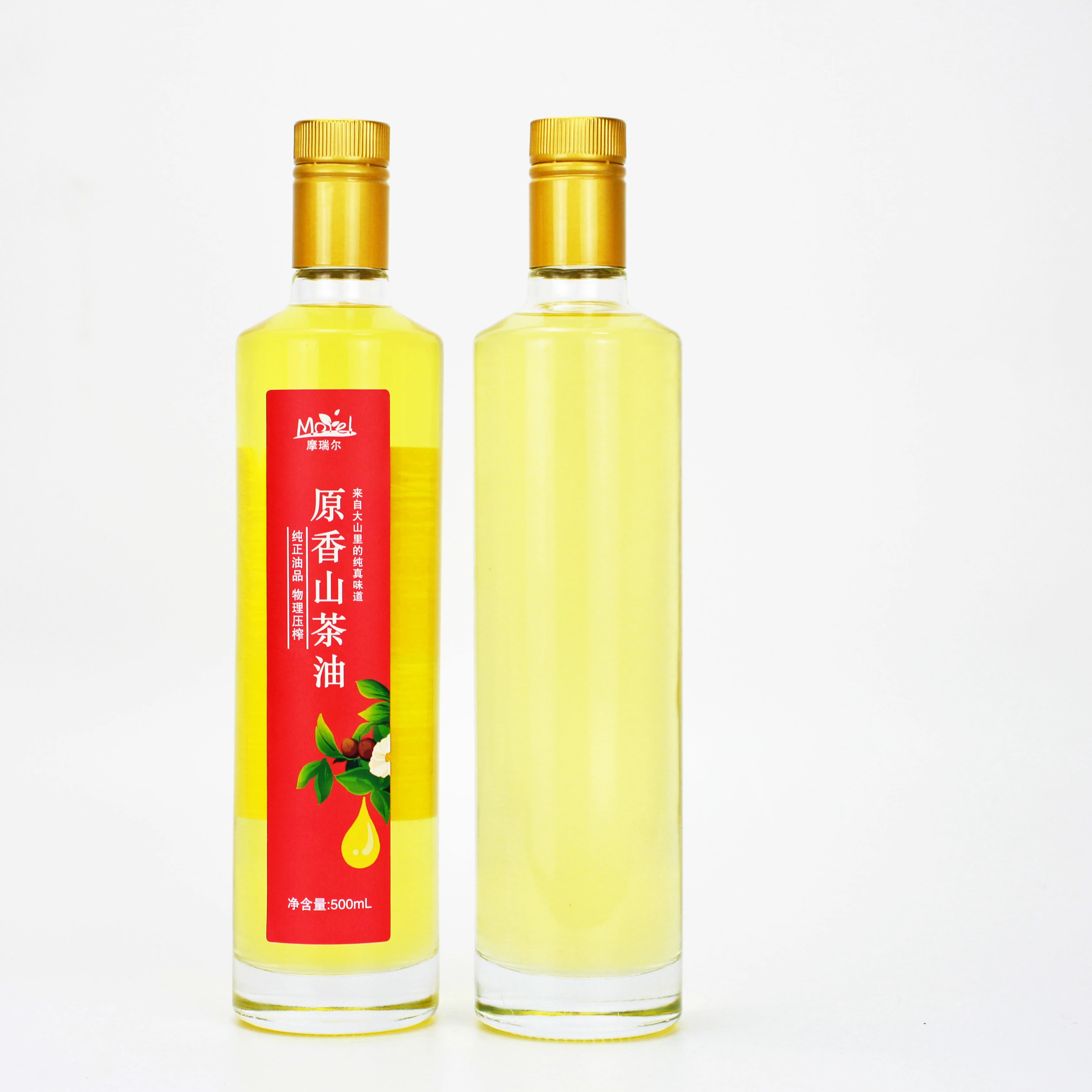 Camellia Seed Oil Wholesale Cold Pressed Pure Bottle Golden Glass Packaging Food Cosmetic Orient Color Cooking Skin Origin Type