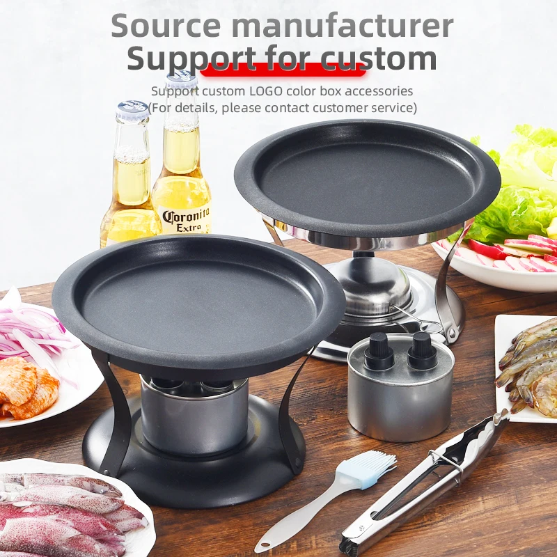 Indoor And Outdoor Camping Barbecue Plate Round Barbecue Grill Non-Stick Grilling Baking Pan