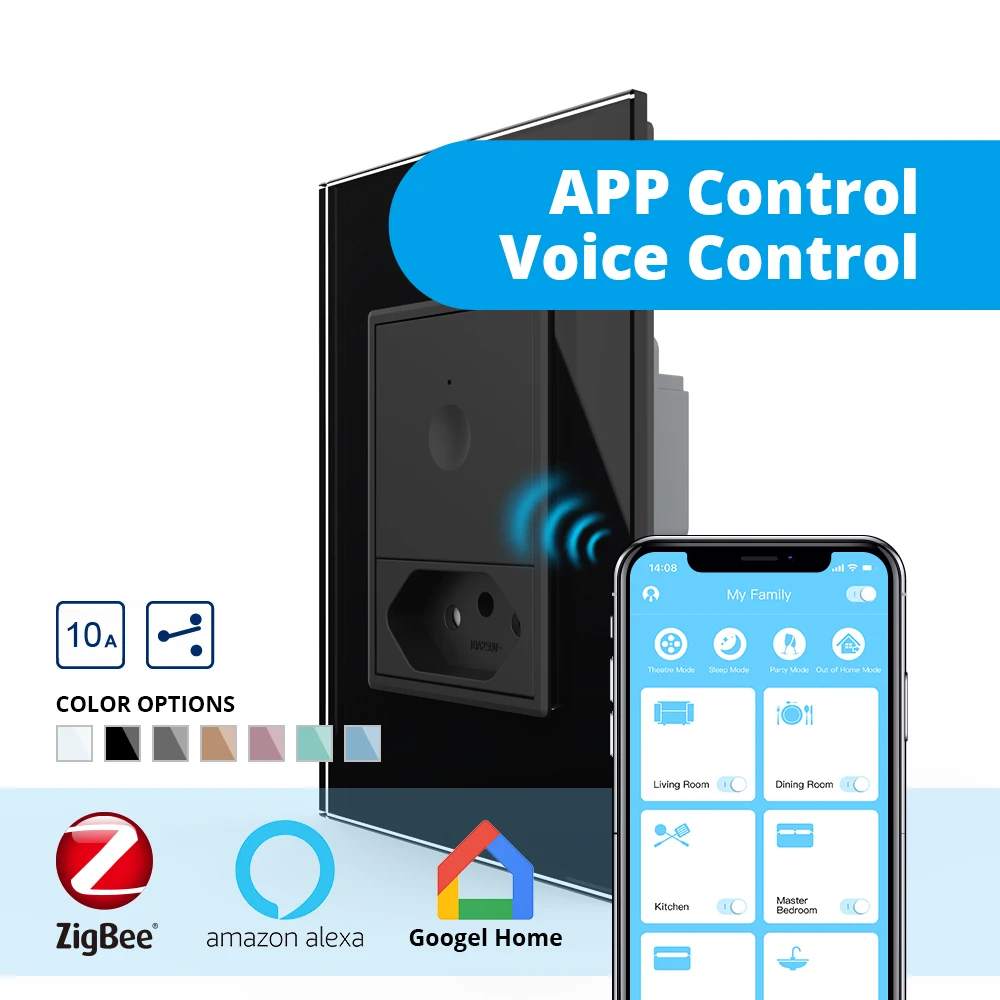 Домашняя Автоматизация 1 банда 2 позиционный переключатель zigbee с 10А бразильская розетка питания