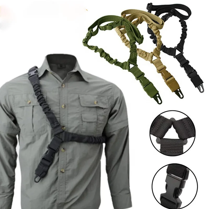 Tactical Gun Belt Hunting Accessories Tactical Gear Tactical Single Point Gun Sling Shoulder Strap Rope Belt with Metal Bu